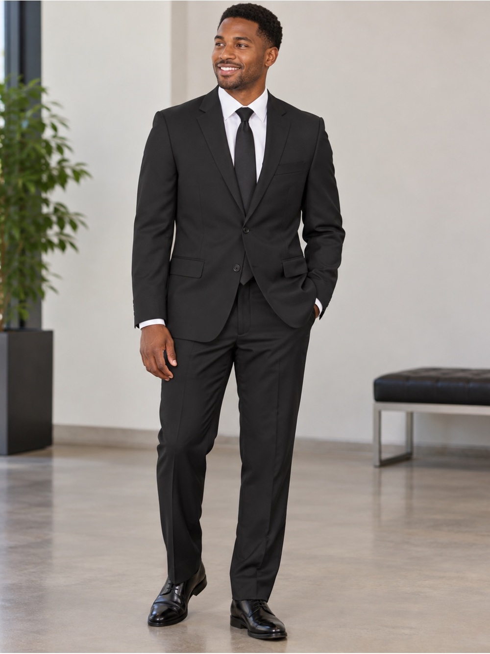 Brooks Brothers 1818 Fitzgerald Men’s Black 2 Piece Suit 46R W40 Wool